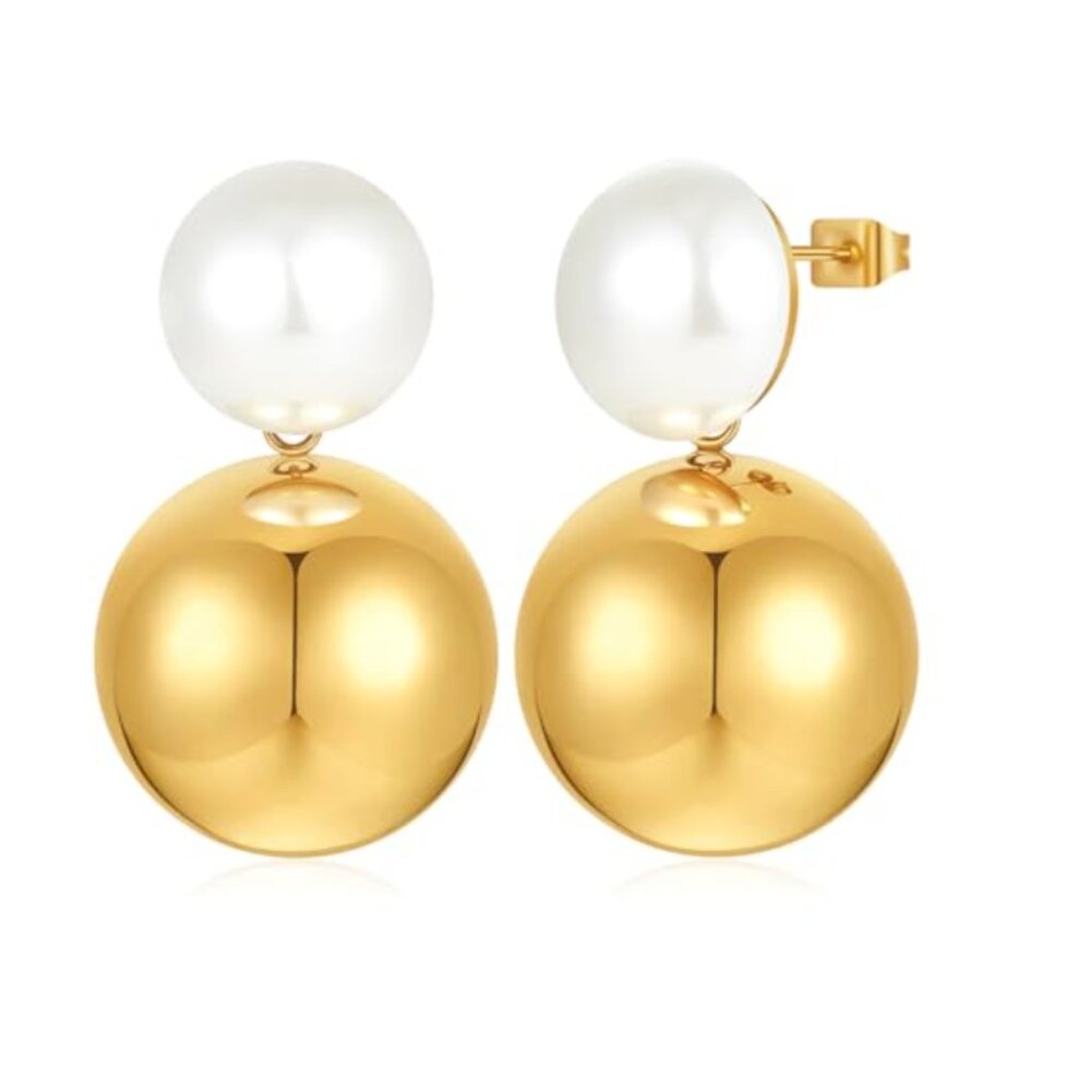 Gold Plated Pearl Drop Earrings